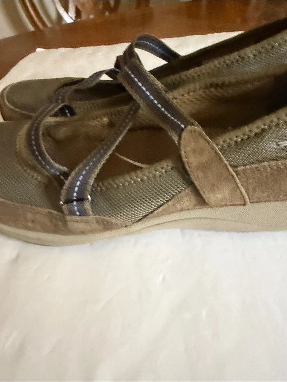 Dansko Olive Green Mary Jane  fabric and suede criss cross straps